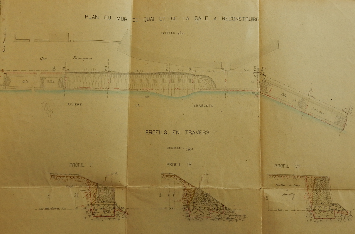 Plan du mur de quai et de la cale à reconstruire, 1904. 