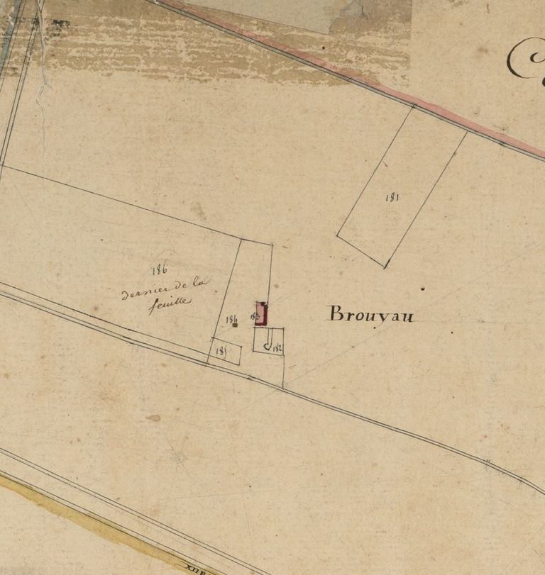 Extrait du plan cadastral de 1825, section F1 : Brouyau (à l'ouest de Batailley).
