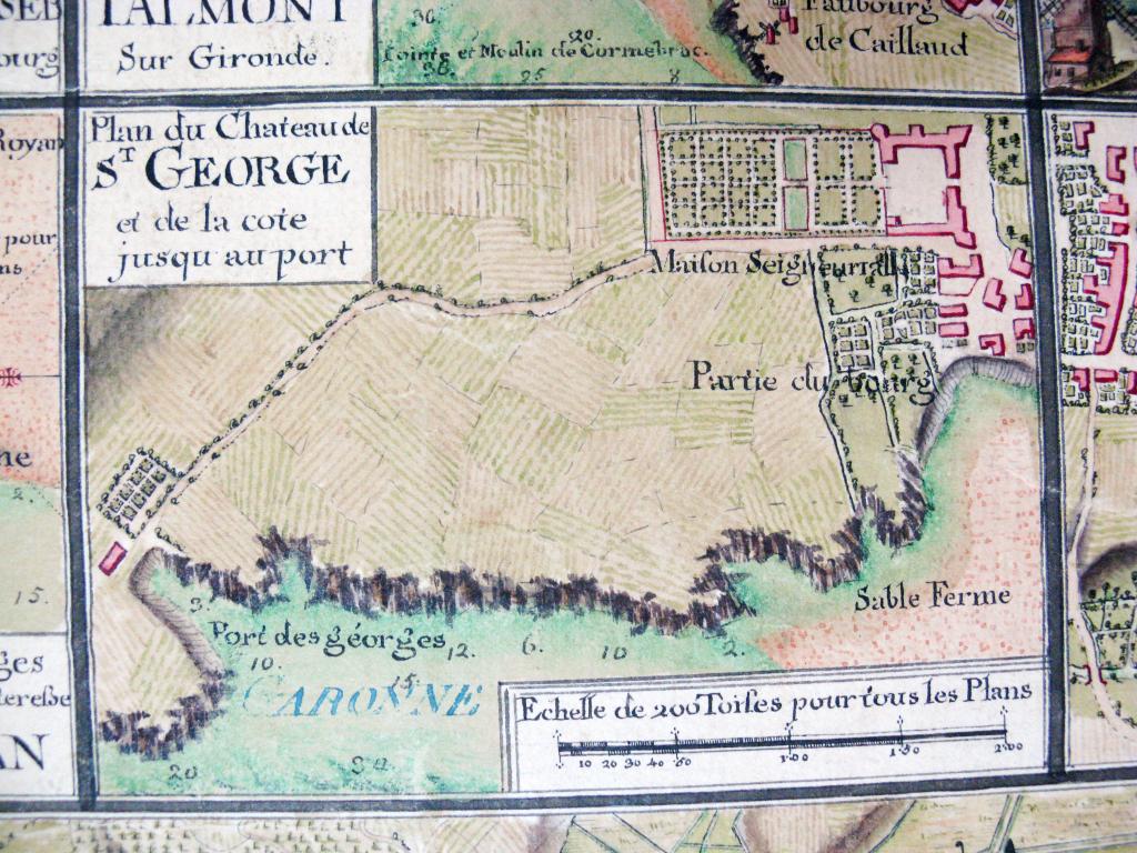 Le port, à gauche, sur le plan de Saint-Georges par Desmarais en 1759.