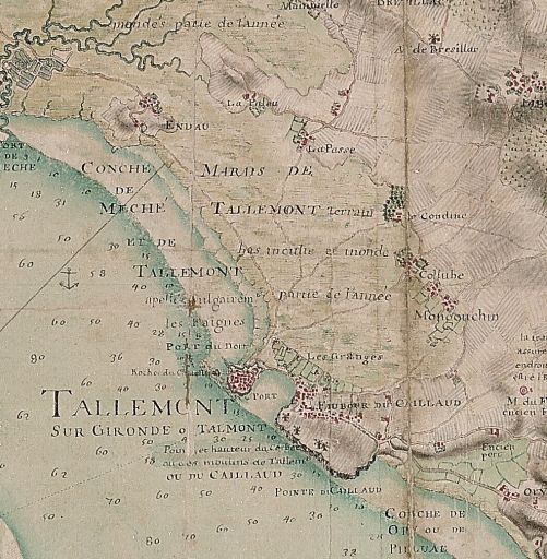 Talmont et ses marais sur une carte par Claude Masse, début du 18e siècle.