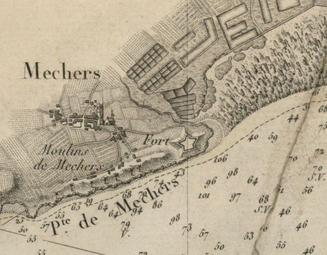 Le fort sur une carte de l'estuaire de la Gironde en 1812-1813.