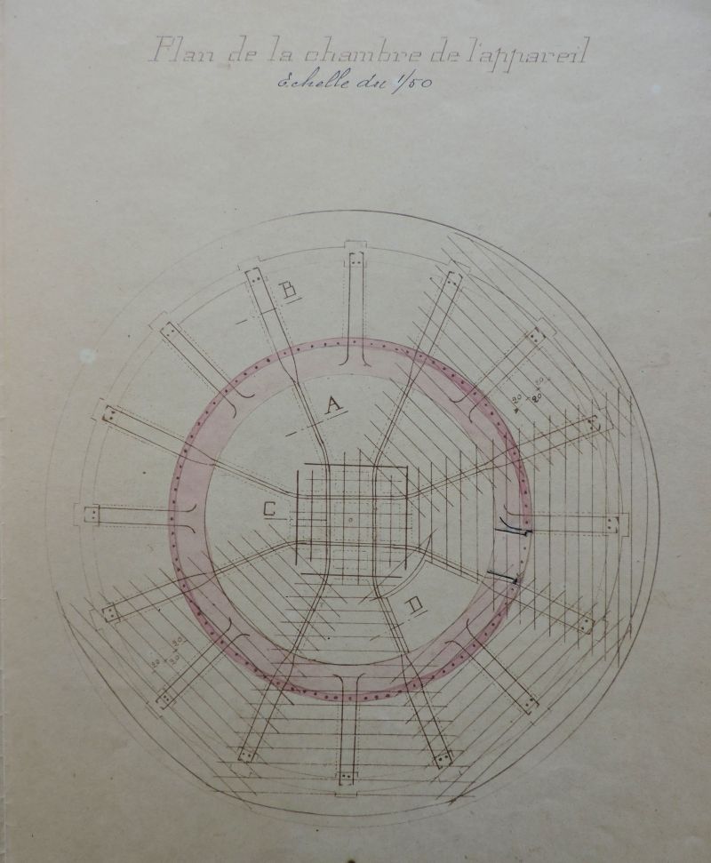 Plan du phare de 1905, 30 juillet 1904 : plan de la chambre de l'appareil.