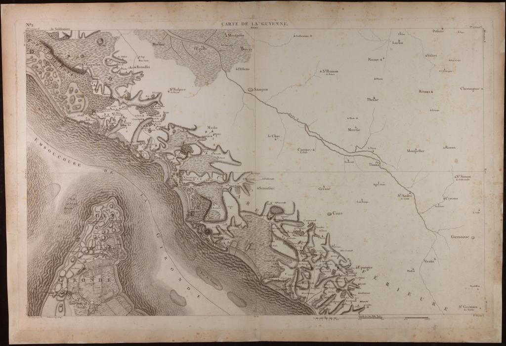 Carte de Belleyme, planche n°2 : embouchure de l'estuaire. Levés en 1774-1775, publiée entre 1804 et 1813.