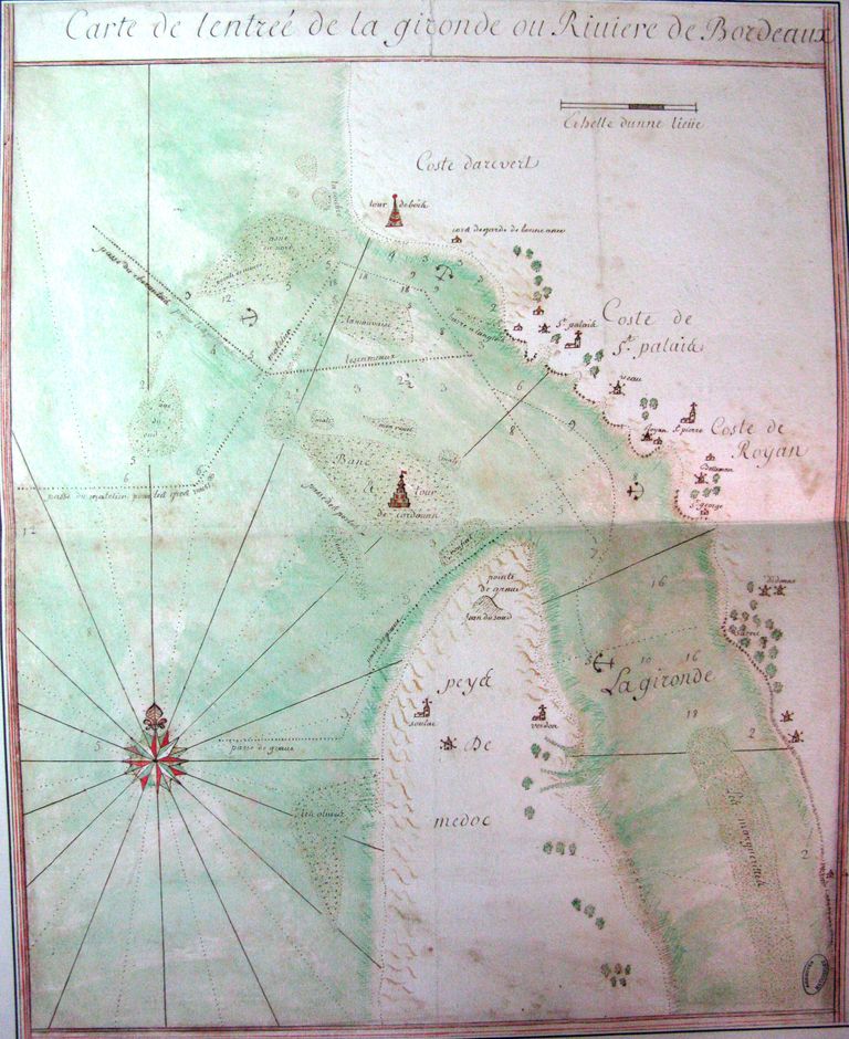 Carte de l’entrée de la Gironde ou rivière de Bordeaux, s. d.