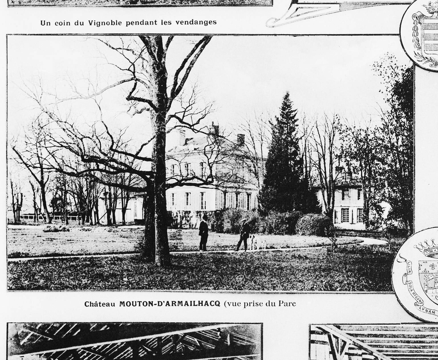 Planche photographique de l'album d'Henry Guillier (1er quart 20e siècle), détail : vue depuis le parc.