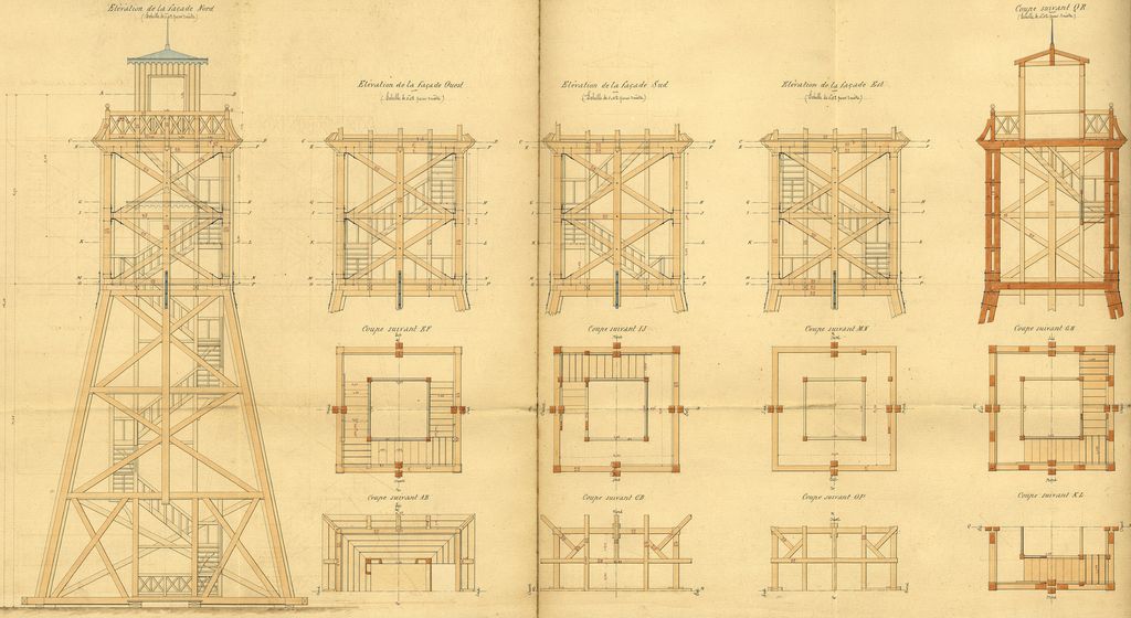 Plan du projet d'exhaussement du Phare, 25 février 1864.