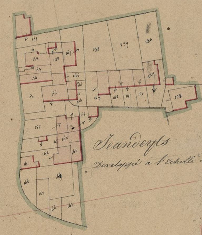 Extrait du plan cadastral de 1831, section B : hameau de Jeandeyts.