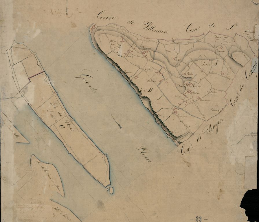 Tableau d'assemblage de la commune, plan cadastral, 1820.