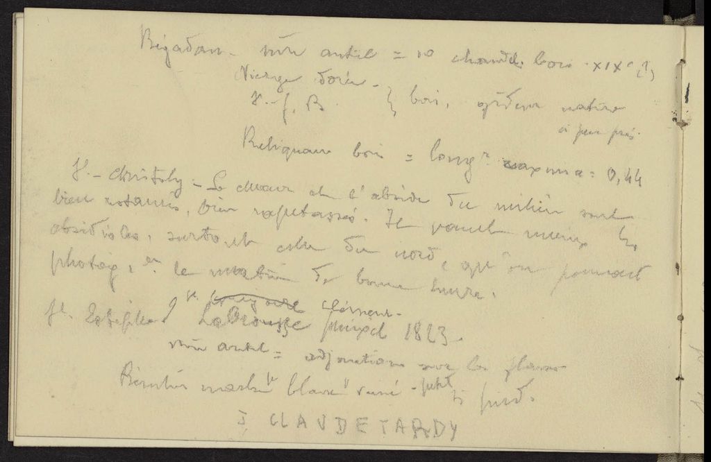Notes relatives à l'autel, 1907.