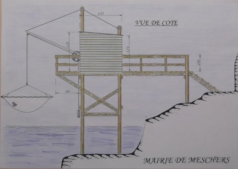 Plan type de construction d'un carrelet, vers 2000.