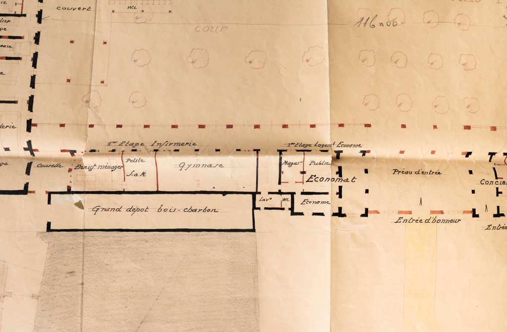 Détail du plan au niveau de l'actuel bâtiment C.