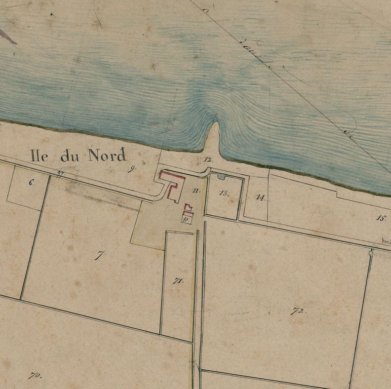 Extrait du plan cadastral, section C1, 1820 : lieu-dit Ile du Nord.