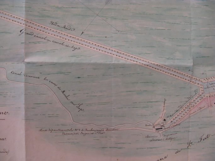 Projet de l'ingénieur Lessore en 1839 : grand canal du Sap à Port-Maubert.
