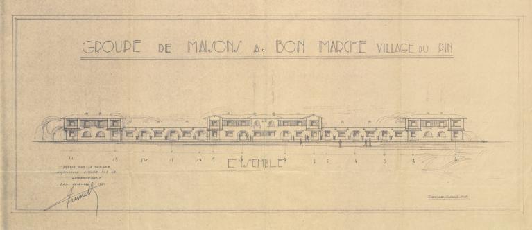 Maisons jumelles HBM du Village des Pins. Ensemble. Jean Prunetti, 1931.