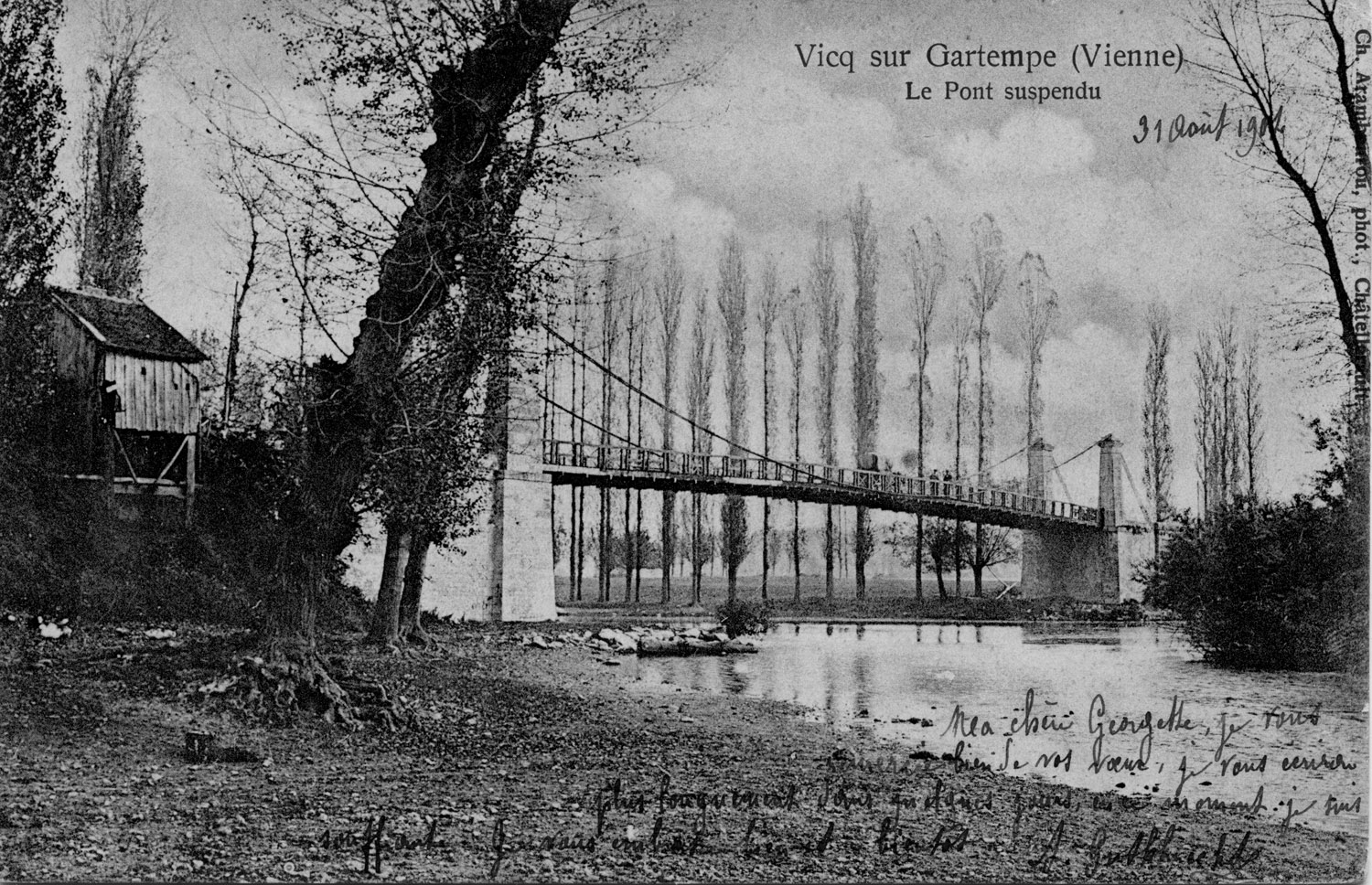 Pont construit en 1881, carte postale du début du 20e siècle.