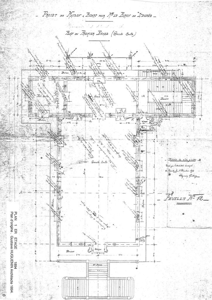 Plan du 1er étage, 1894, Gustave Huguenin.