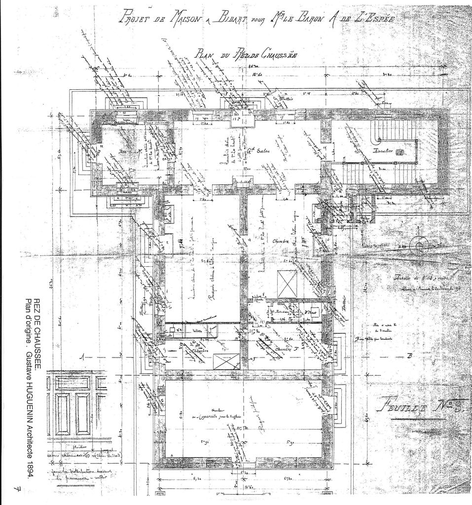 Plan du rez-de-chaussée, 1894, Gustave Hugenin.