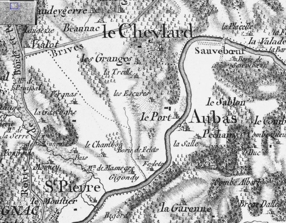 Extrait de la carte de Belleyme, planche levée en 1768.