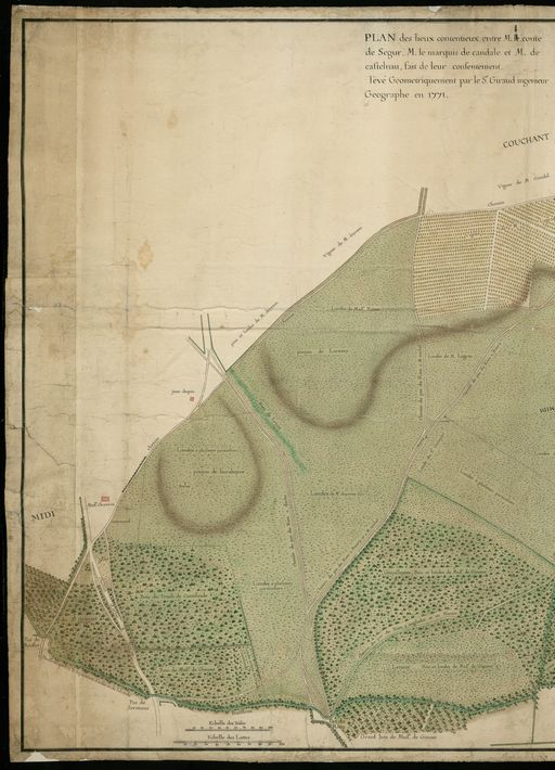 Plan de la partie sud-ouest de la commune, autour d'Angludet, 1771 : détail de la partie gauche.