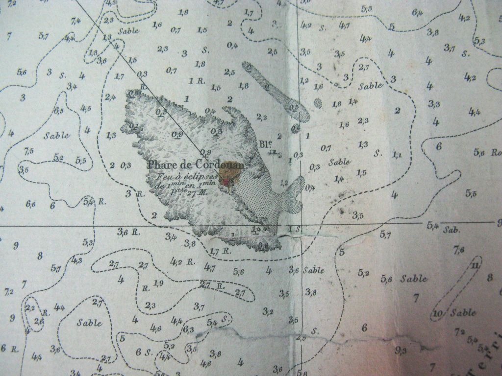 Carte de l’embouchure de la Gironde d’après la reconnaissance hydrographique faite en 1874 : détail du phare.