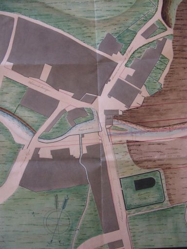 Détail du plan de 1836 : le bourg et la rivière.