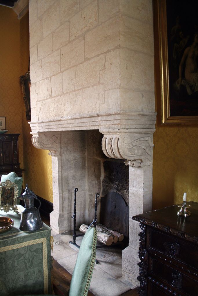 Grand corps de logis, premier étage, garde-robe de la sallette : cheminée de la pièce.