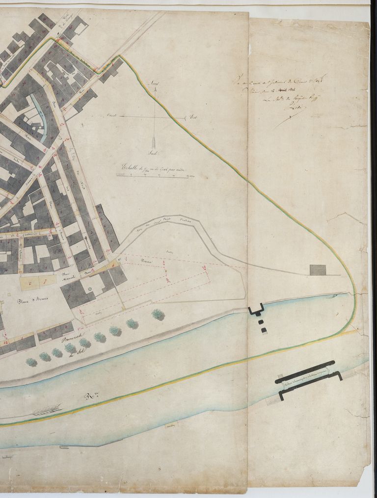 Détail du plan d'alignement des rues de Montignac, vue d'ensemble, 4e feuille, 1835.