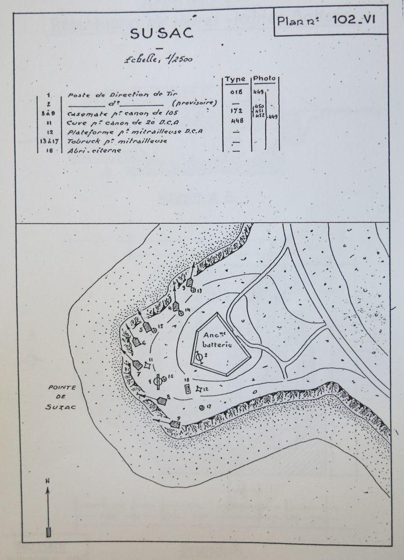 Plan du fort de Suzac en 1944-1945.