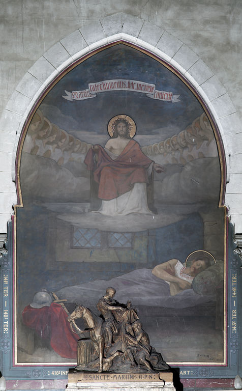 Autel de saint Martin (détail de l'arcade centrale) : Le Songe de saint Martin.