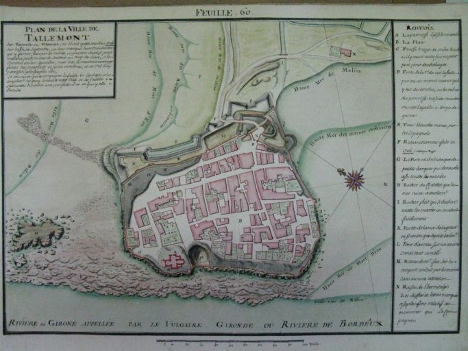 Plan de Talmont et de ses fortifications, réalisées et projetées, par Claude Masse, en 1706.