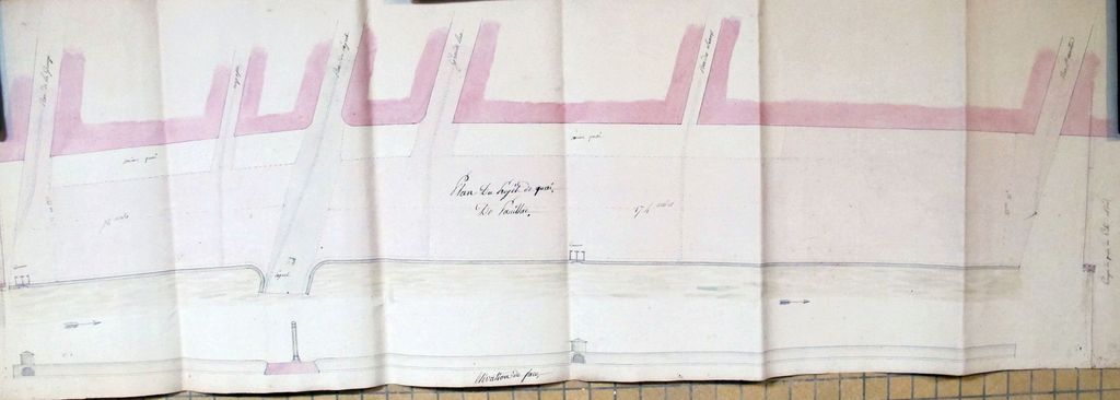 « Plan du projet de quai de Pauillac ». Papier, encre, lavis, non signé, s.d. : vue d'ensemble.