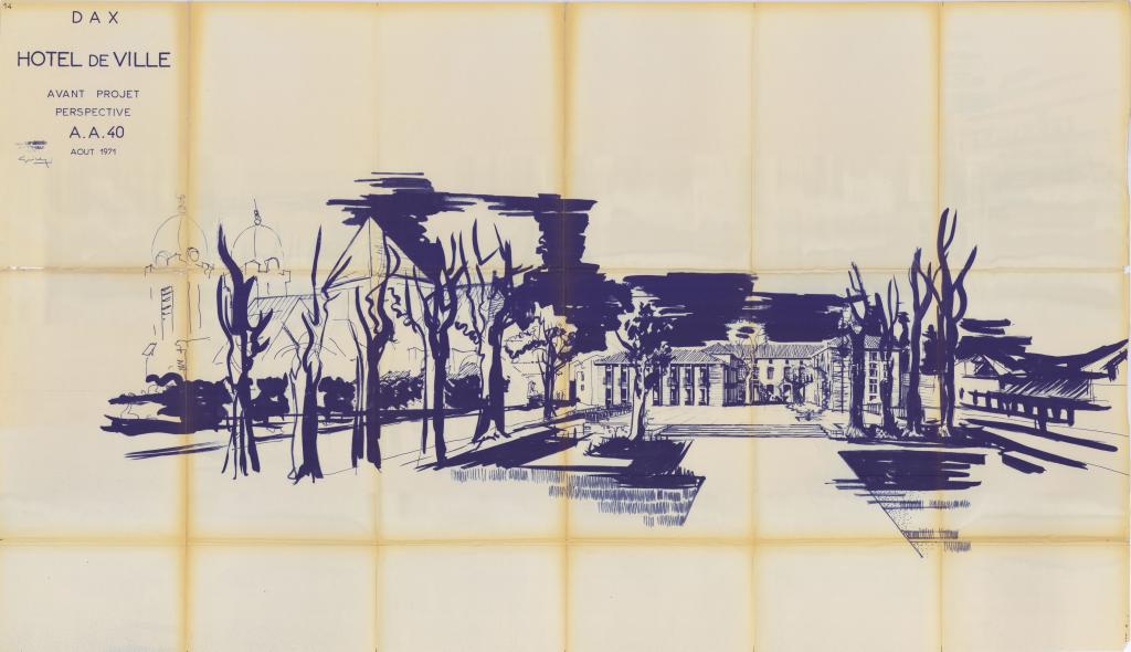 Avant-projet, perspective. René Guichemerre, 1971.
