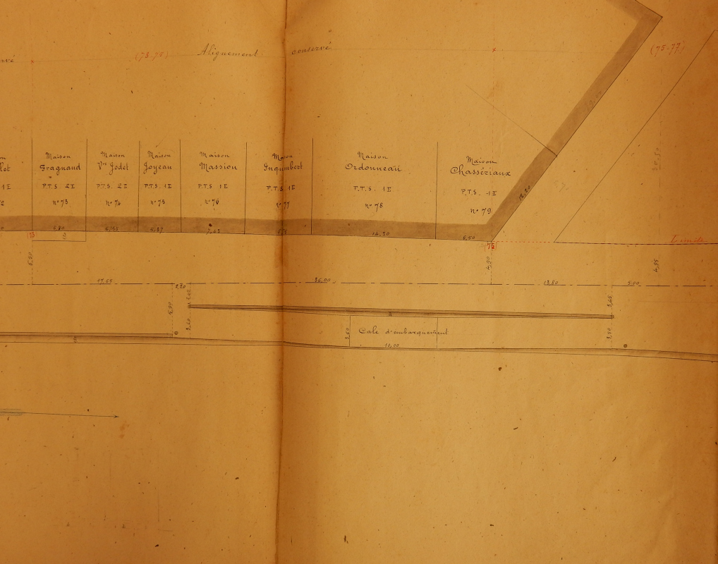 Plan d'une troisième cale d'embarquement à l'aval du pont Palissy, rive gauche : cale à deux rampes. 