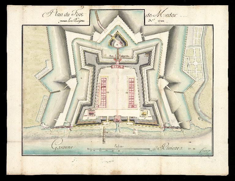 Plan du fort de Médoc pour les projets de 1701.