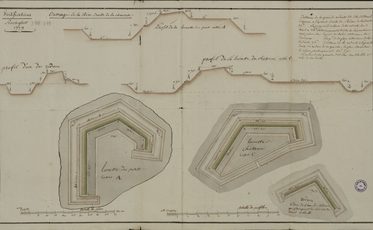 Lunettes et redans associés à la redoute du Treuil, 1779.