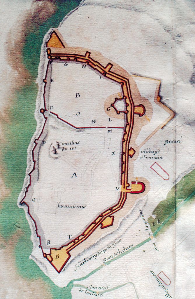 Atlas Louis XIII : Plan de la ville et citadelle de Blaye : détail. Dessin, encre et lavis, s.d. [avant 1630].
