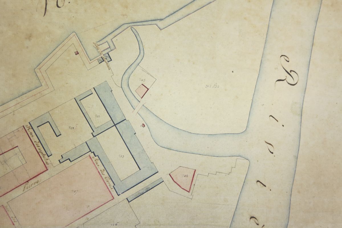 Détail du plan cadastral de 1806, section D1.