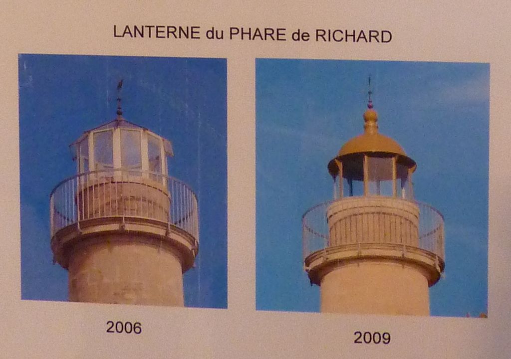 Photographie (collection du musée) : lanterne du phare en 2006 et 2009.