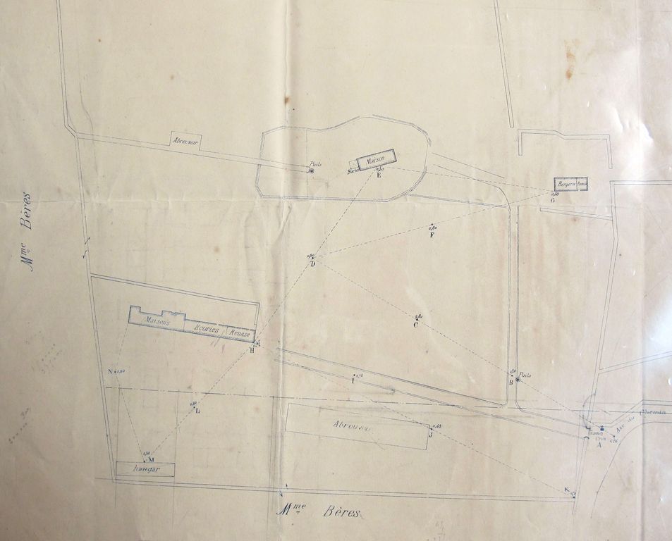 Plan d'une partie du domaine de Lacanau appartenant à M. Emile Bariquand, dressé par Egreteau, géomètre diplômé, s.d. : détail.