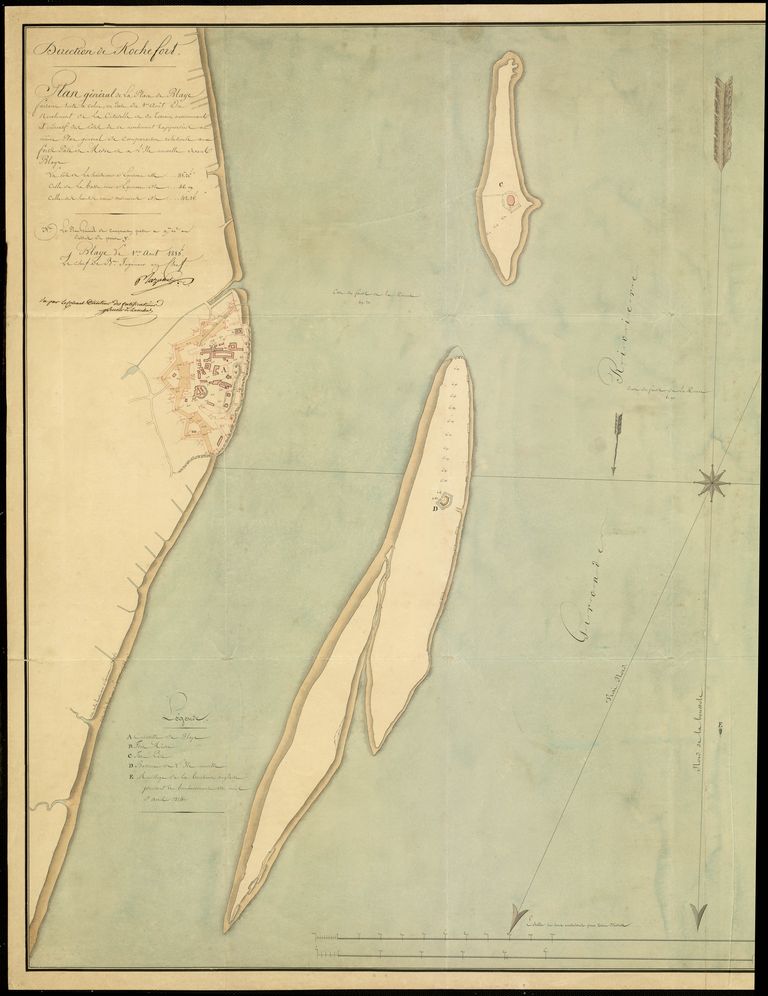 Plan général de la place de Blaye : détail de la partie gauche. Dessin, encre et lavis, août 1815.