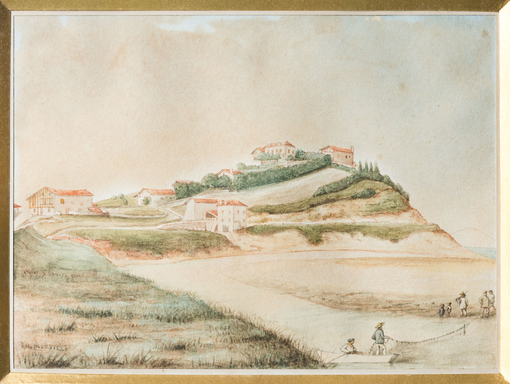 La falaise de Parlementia et l'Uhabia, aquarelle, fin 19e siècle, Edouard Morville.