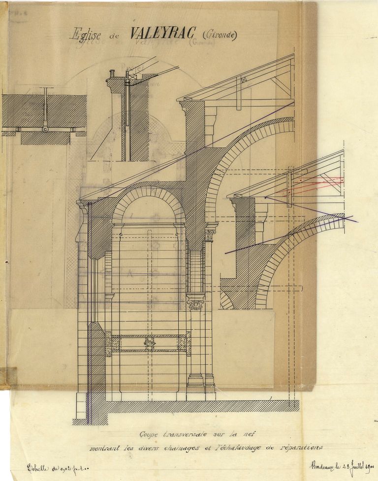 Coupe transversale de la nef, Lamy et Le Coader (architectes), 28 juillet 1900.