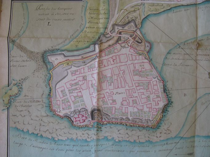 Extrait d'un plan de Talmont en 1706 : fortifications réalisées et projetées autour du village.
