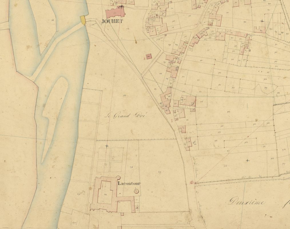 Château, le grand pré et la glacière de la Contour, plan cadastral de 1840, feuille H3.