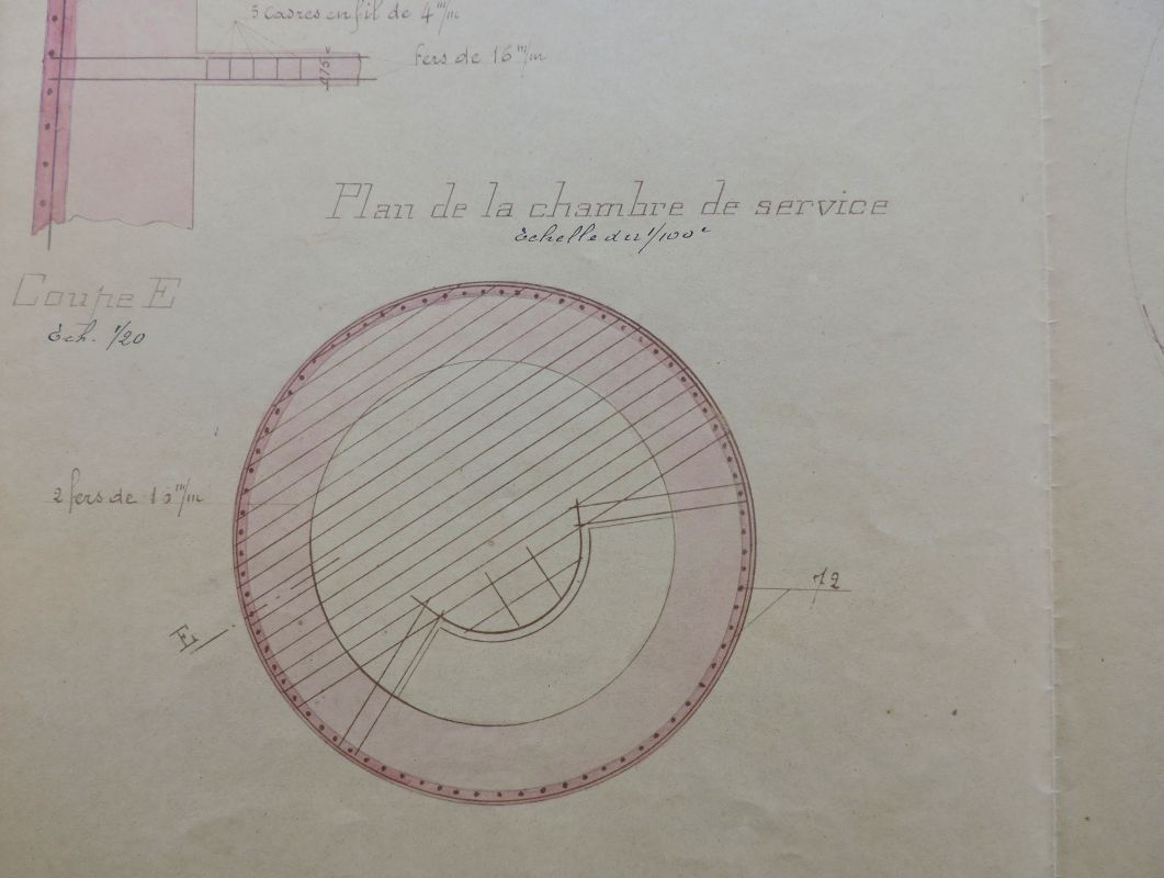 Plan du phare de 1905, 30 juillet 1904 : plan de la chambre de service.