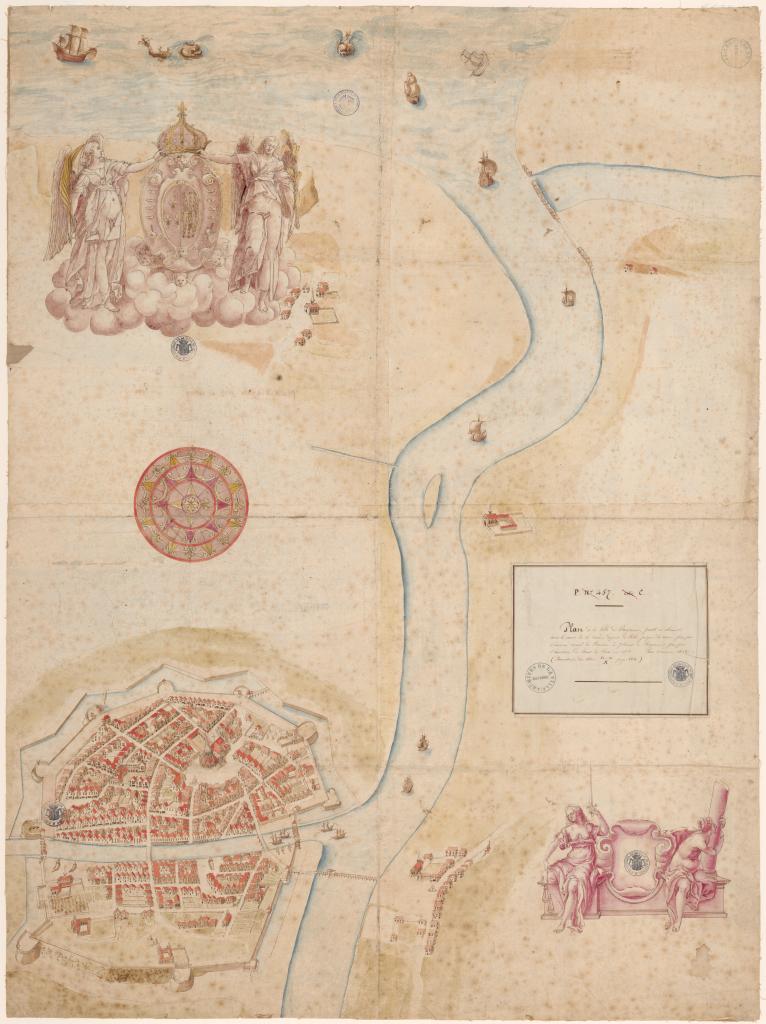 Plan de la ville de Bayonne, ponts et chaines [...] Fait l'année 1612.