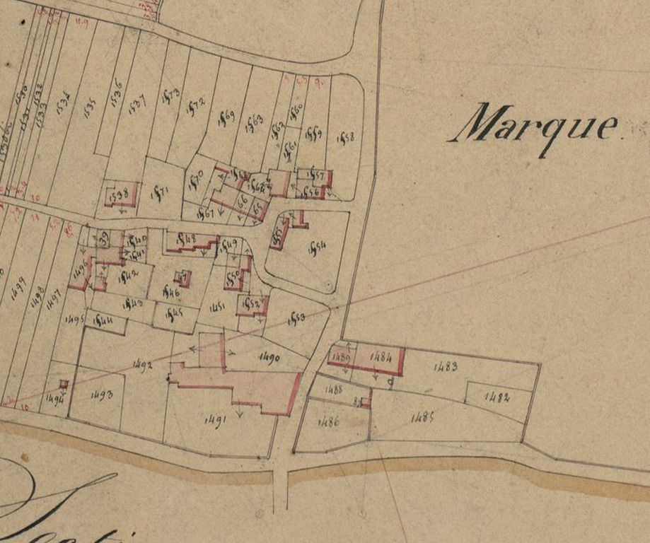 Extrait du plan cadastral de 1831, section B : hameau de Marque.