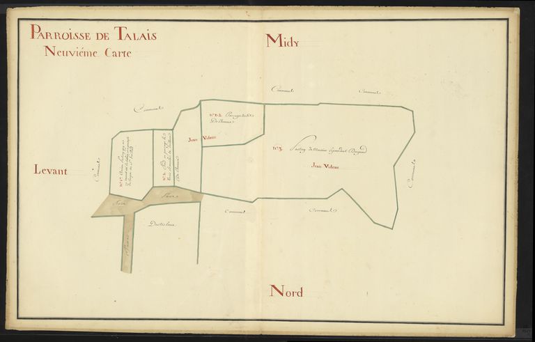 Plan de la paroisse de Talais, 2ème moitié du 18e siècle : neuvième carte.