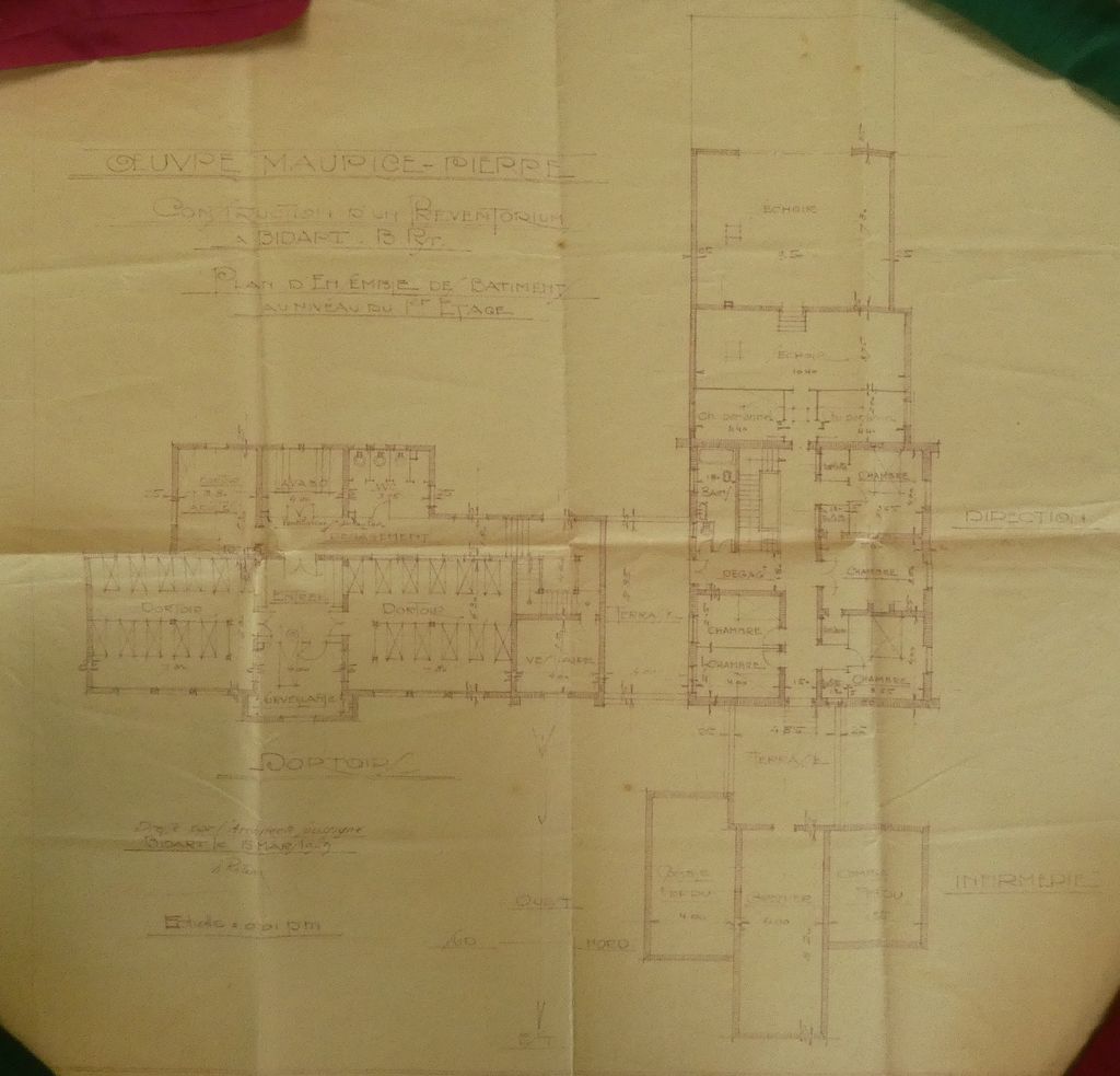 Plan au sol du 1er étage, Henri Rateau, 15 mars 1929. Impression.