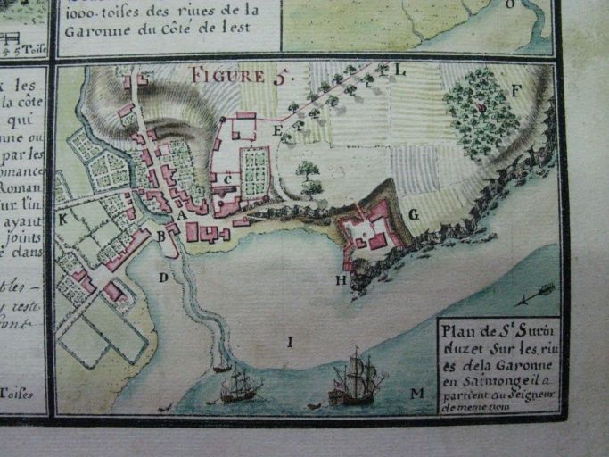 Plan du port et du château de Saint-Seurin-d'Uzet par Claude Masse vers 1700.